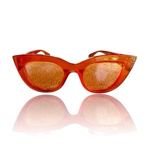 Vibrant Barbie Orange Cat-Eye Sunglasses Beach Summer Vacation Cute Retro